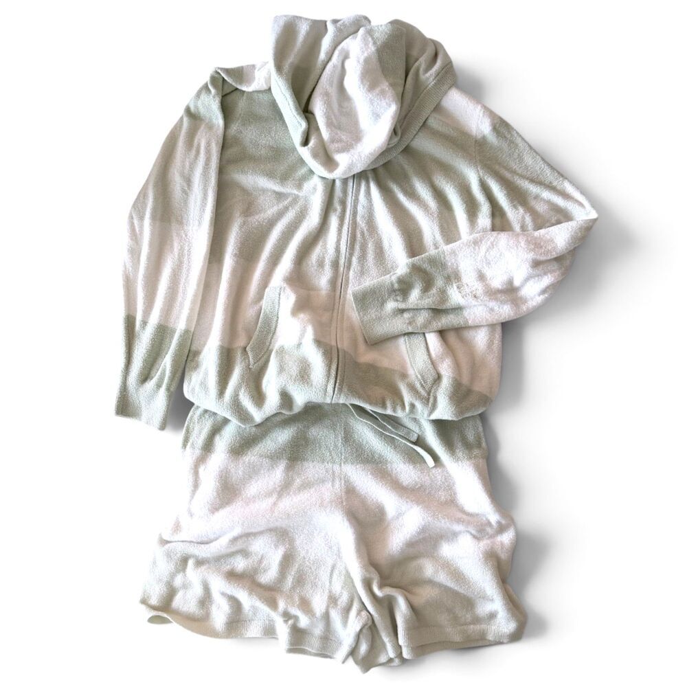 gelato pique mint striped plush lounge set hoodie shorts free size quiet luxury - Picture 4 of 7